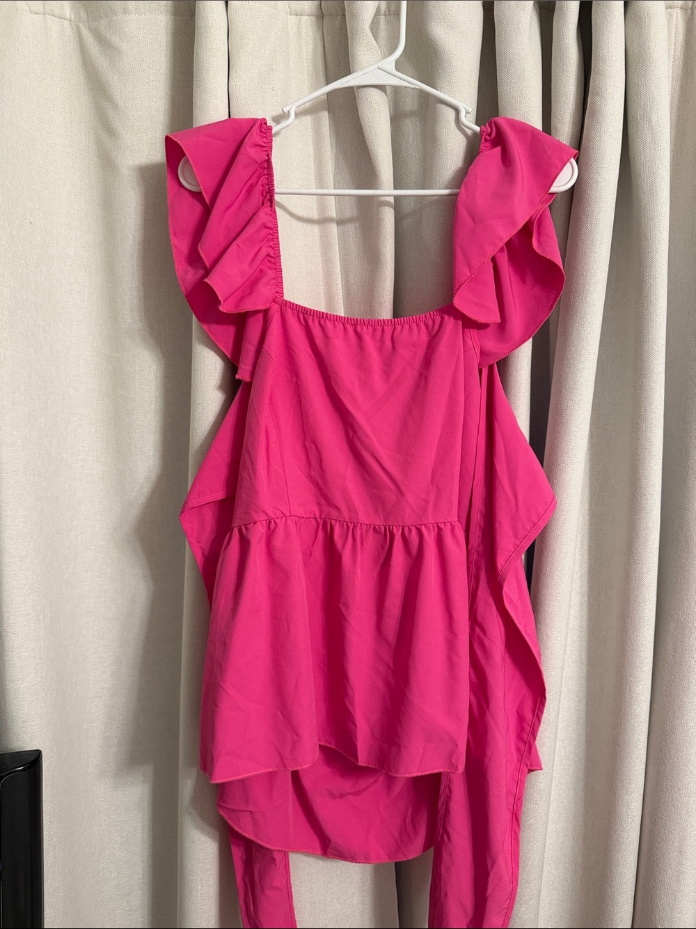 Pink Ruffle Sleeve Women's Top